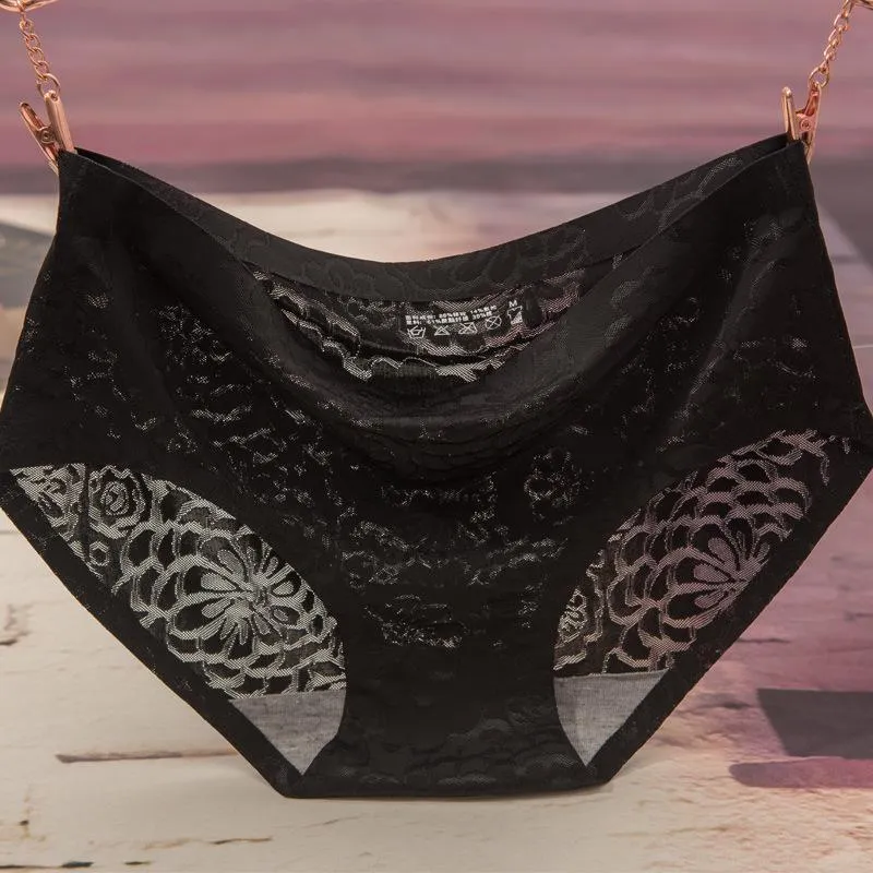 Black Floral Lace Hip Hugger Panty