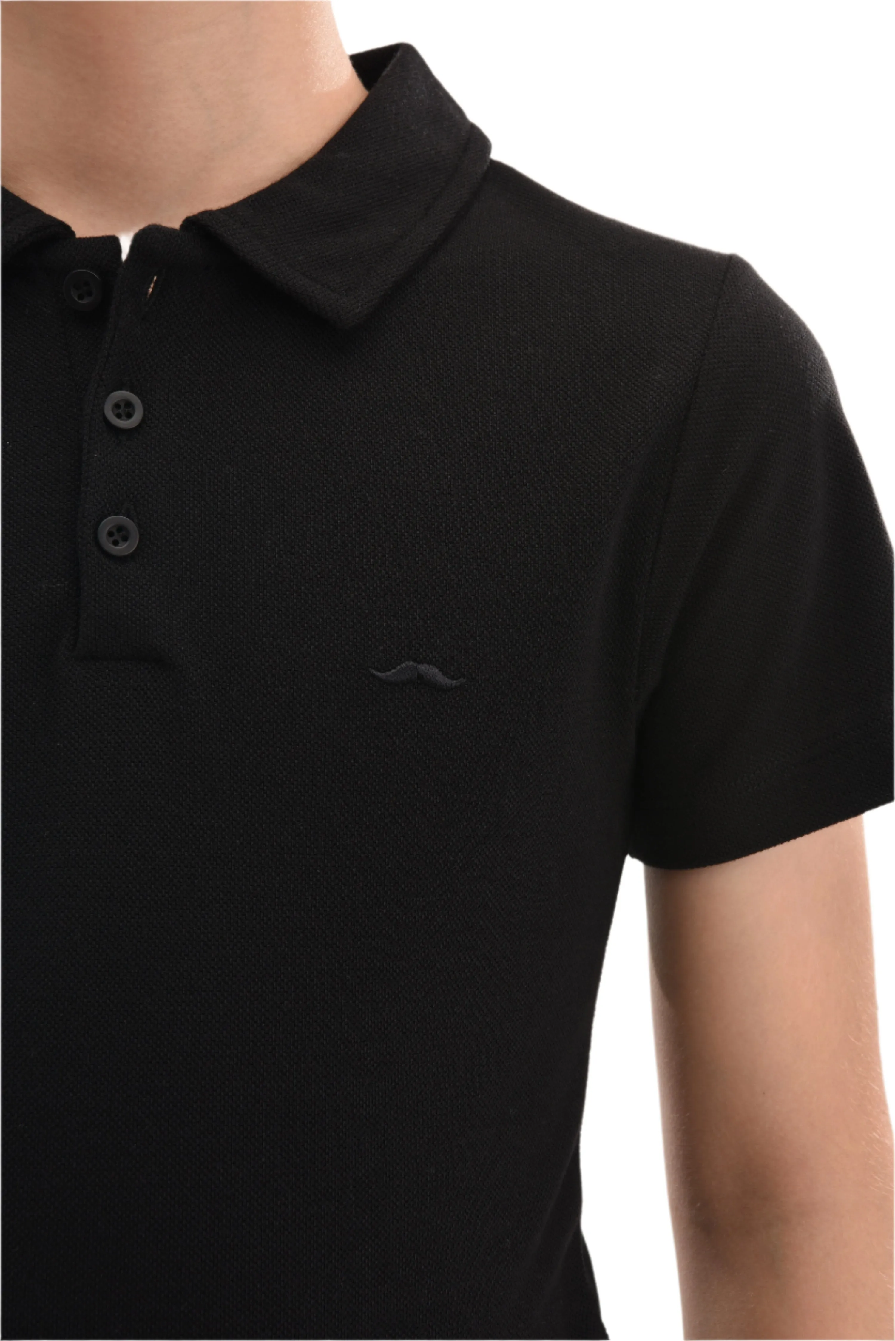 Black Solid Logo Polo