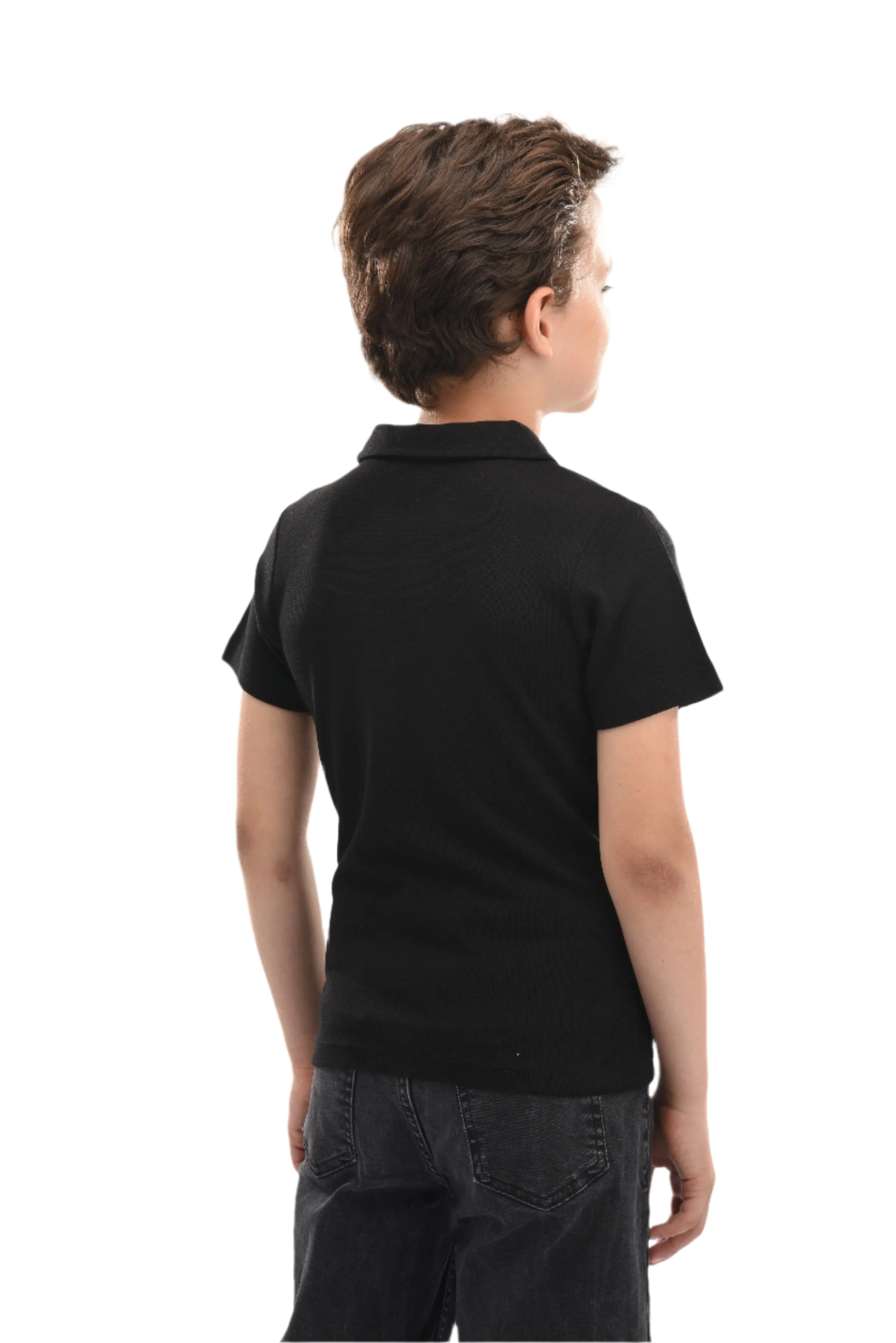 Black Solid Logo Polo