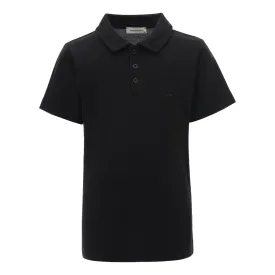 Black Solid Logo Polo