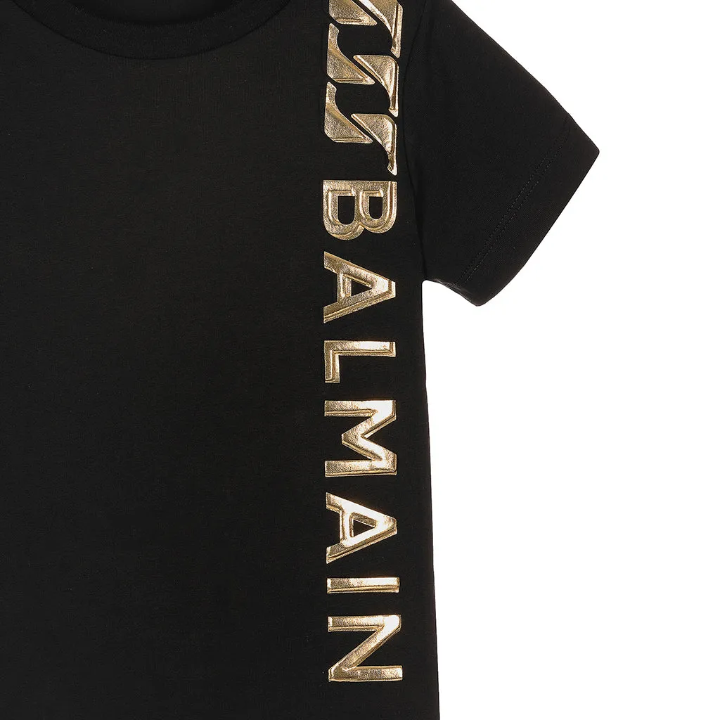 Black Vertical Logo T-Shirt