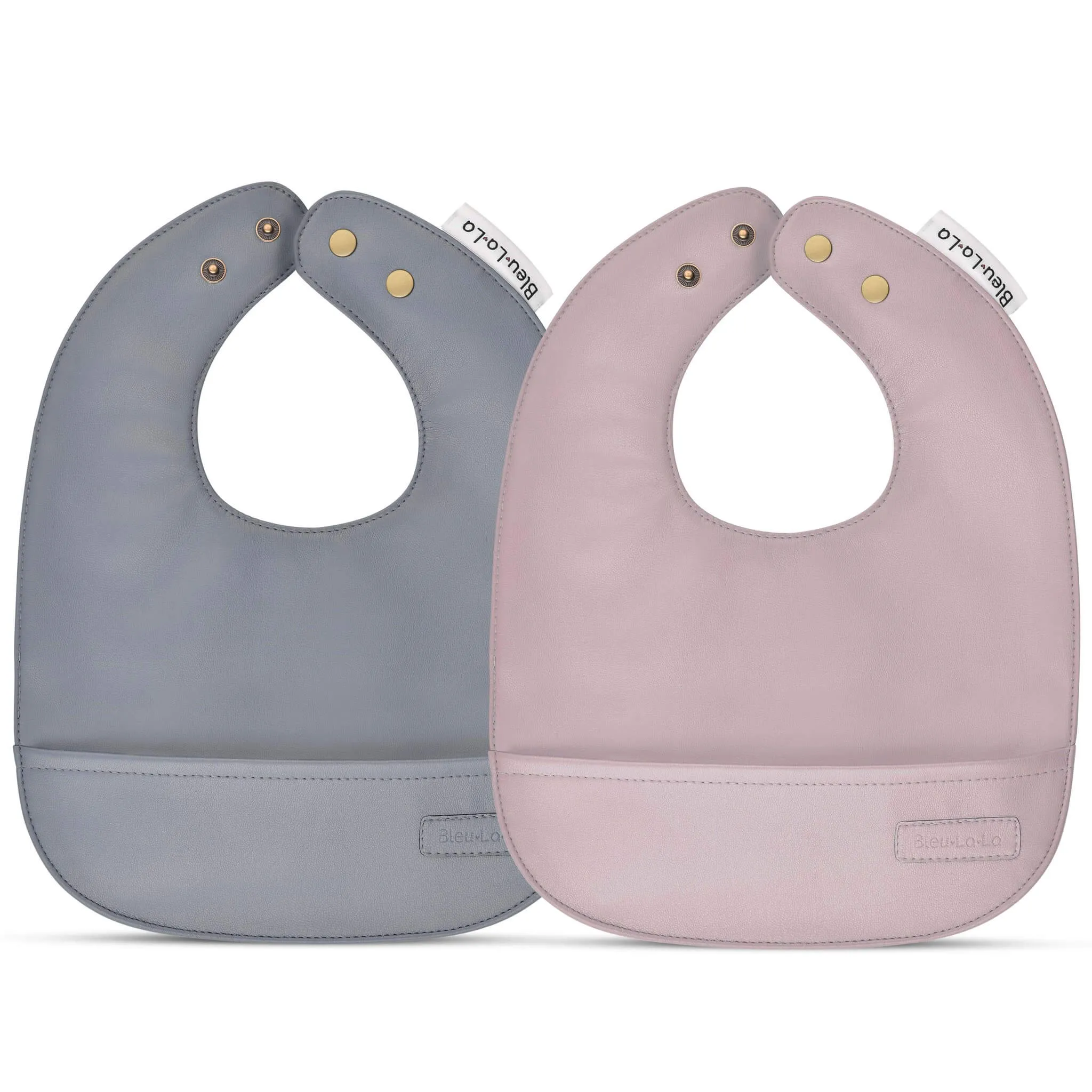 Bleu La La Classic Set of Soft Vegan Leather Easy Clean Bibs