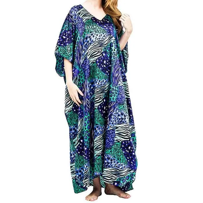 Blue & Green Tiger Print Kaftan