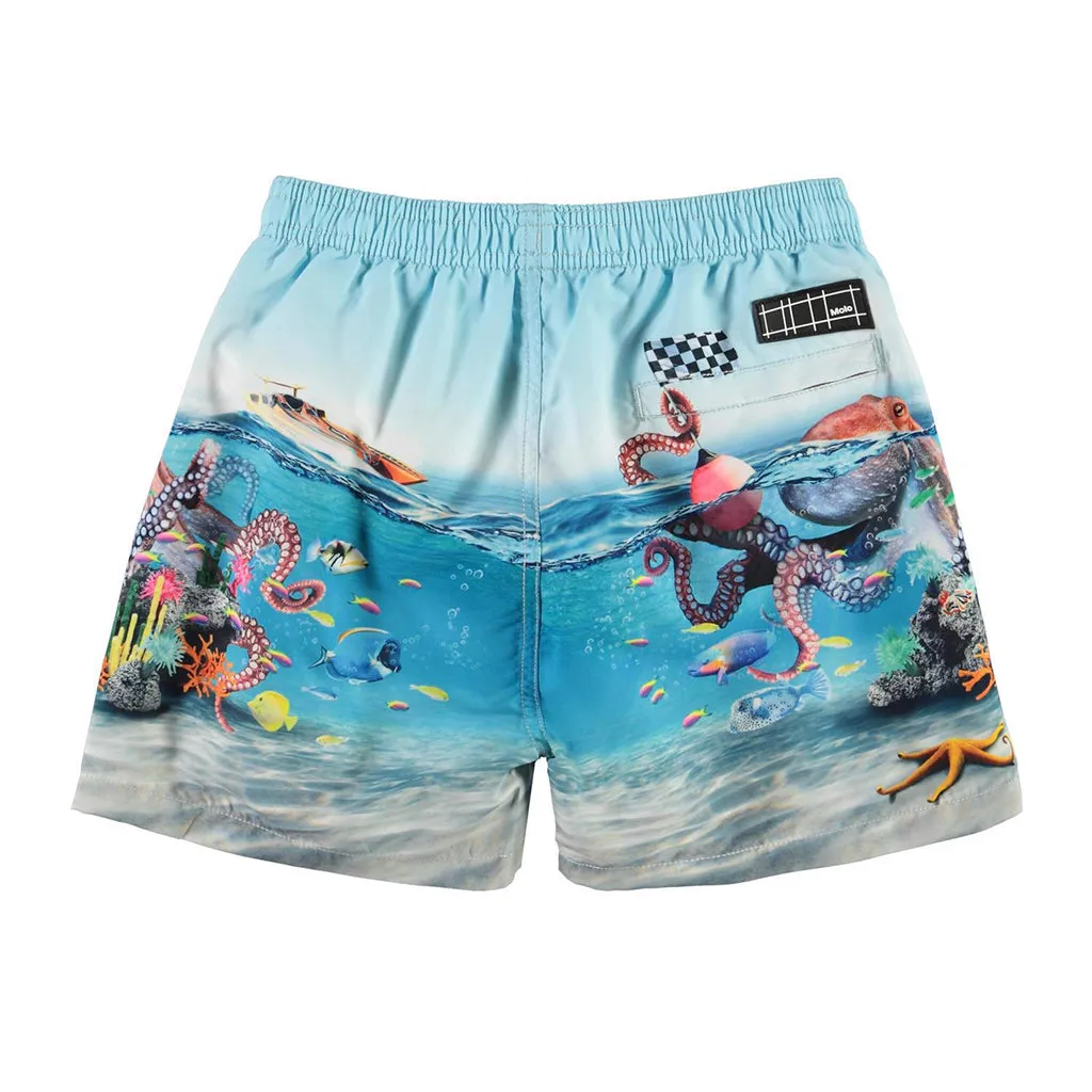 Blue Happy Octopus Shorts