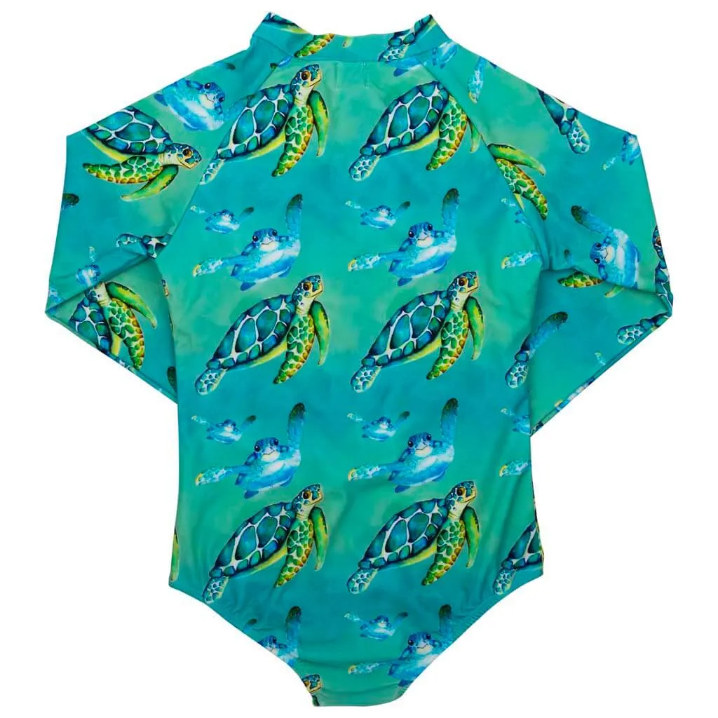 Blue Turtle Women's Long Sleeve Zip Swimmers