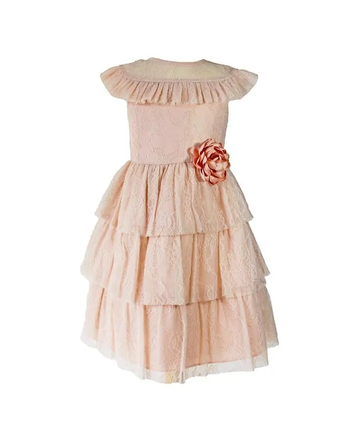 Blush Lace Tiered Ruffle Toddler Dress