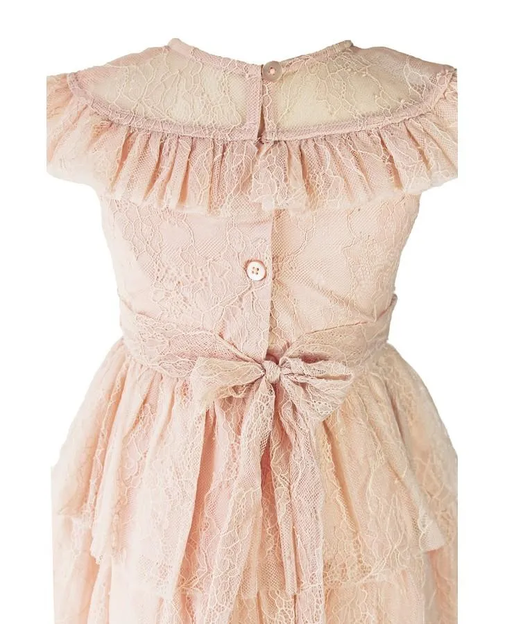 Blush Lace Tiered Ruffle Toddler Dress