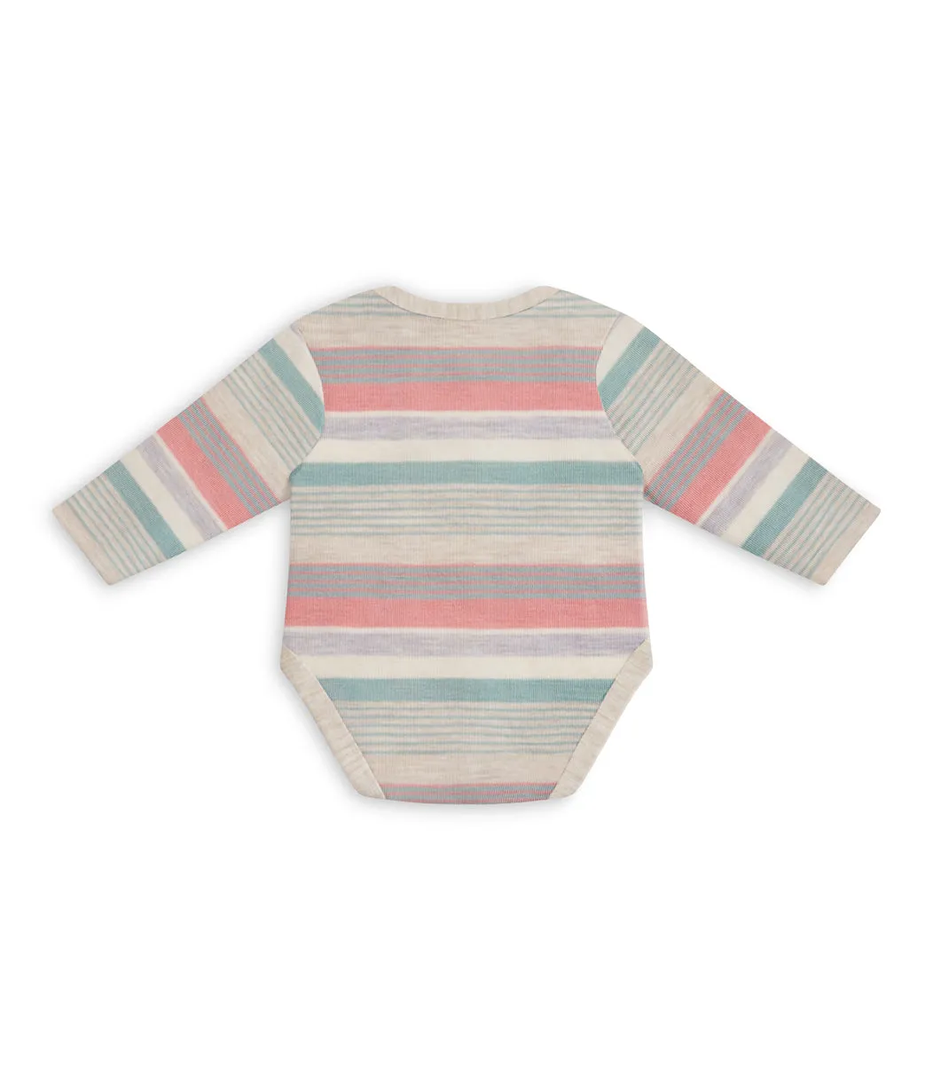 Bodysuit Long Sleeve Merino Olive Stripe