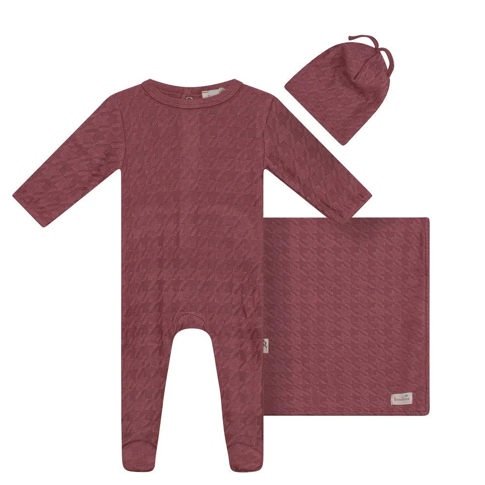 Bondoux Bebe Maroon Textured Knit Footie