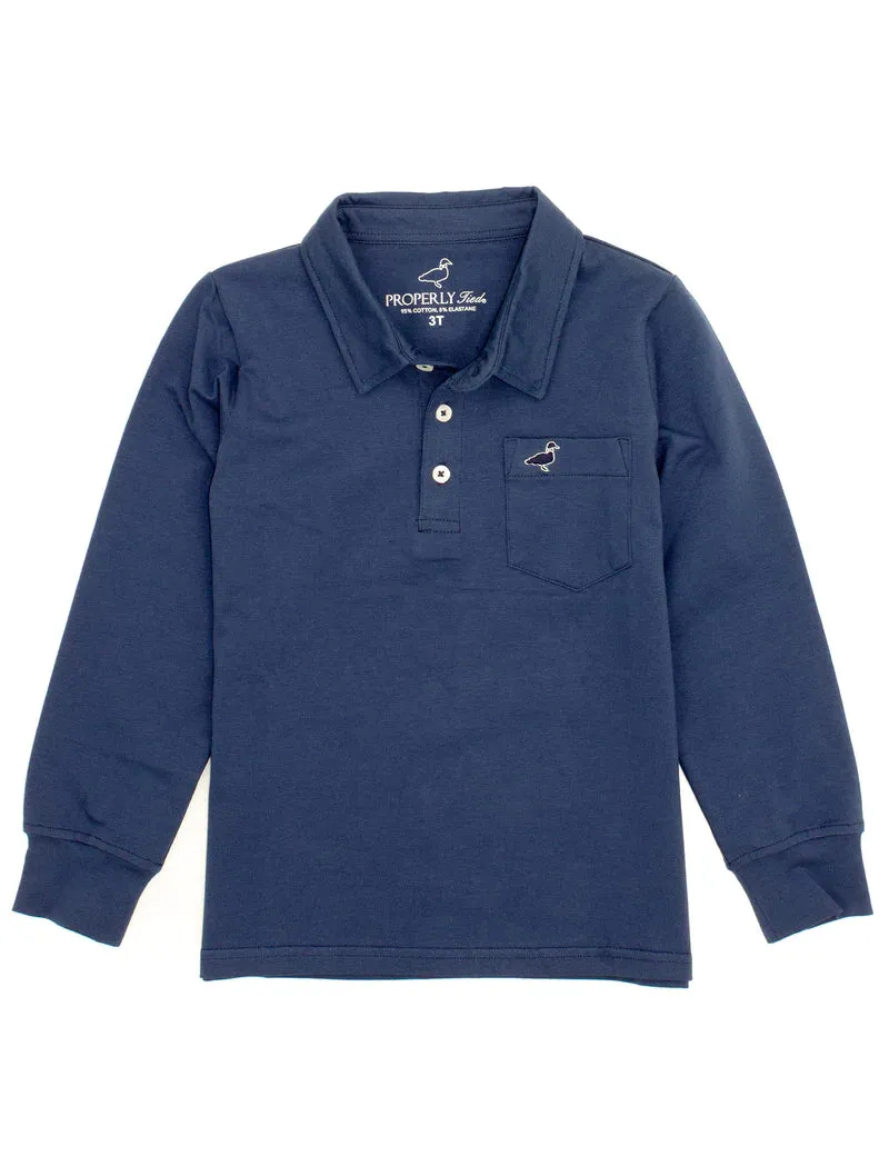 Boys Harrison Pocket Polo LS Navy