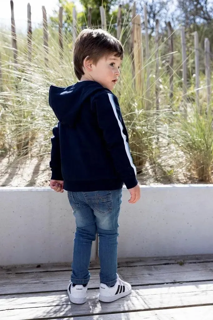 Boys Jacket With Zip and Hood Dark Blue | Dirkje