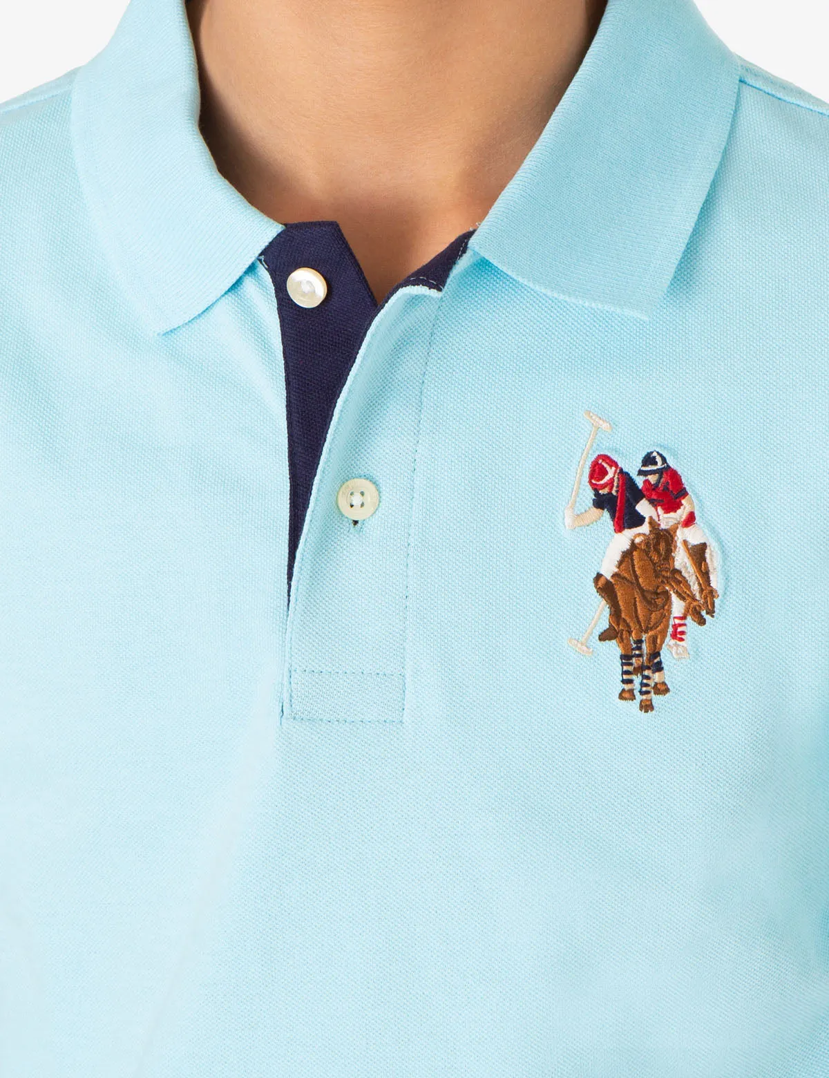 BOYS MULTI COLOR LOGO PIQUE POLO SHIRT