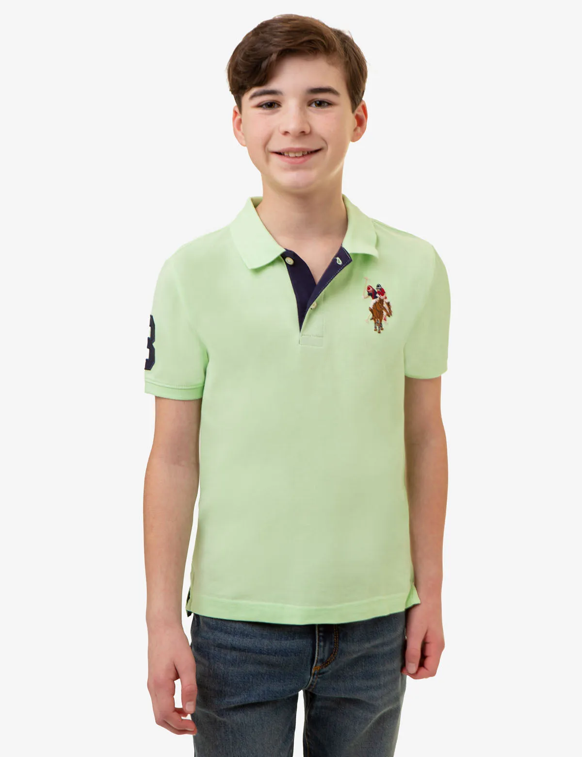 BOYS MULTI COLOR LOGO PIQUE POLO SHIRT