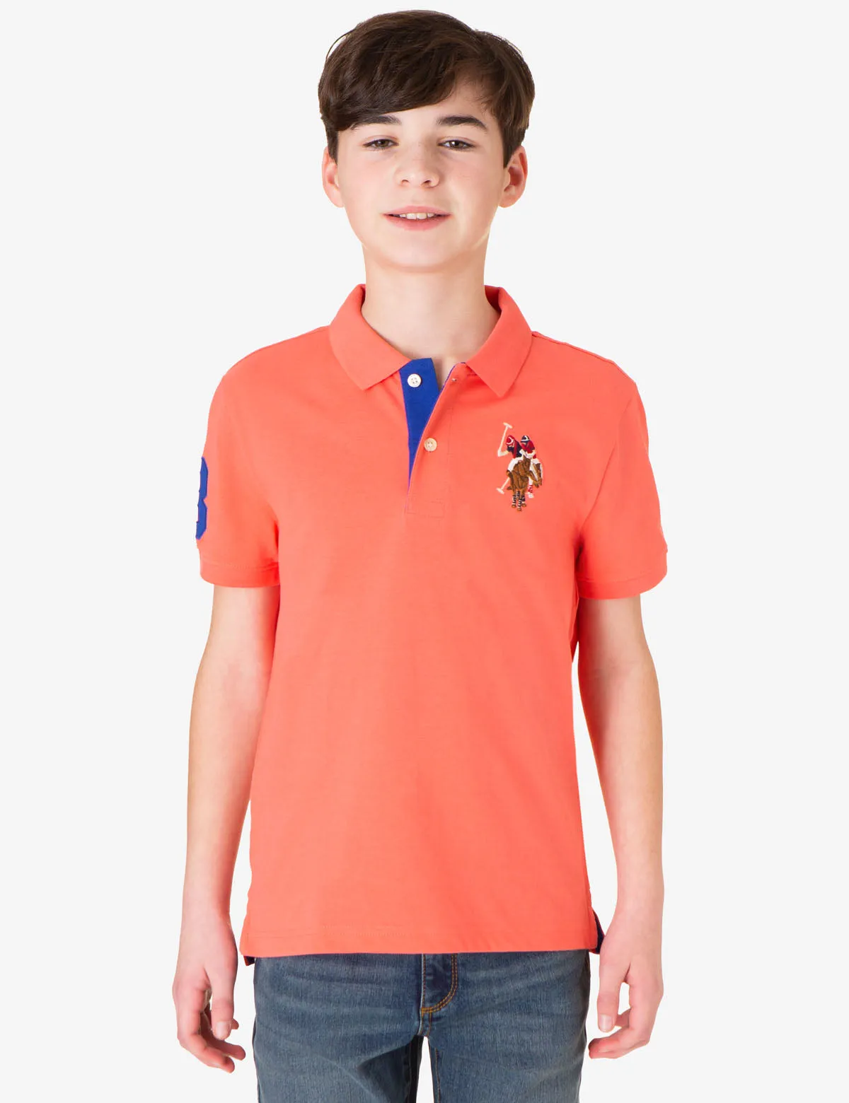 BOYS MULTI COLOR LOGO PIQUE POLO SHIRT