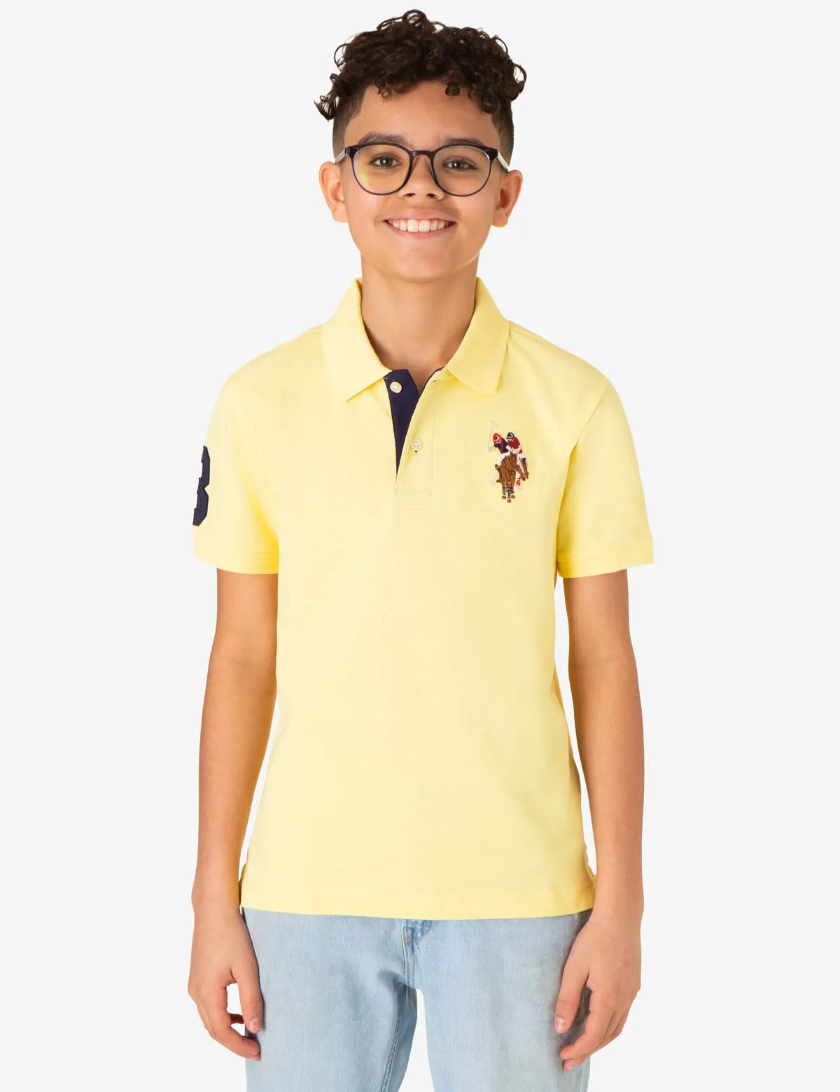 BOYS MULTI COLOR LOGO PIQUE POLO SHIRT