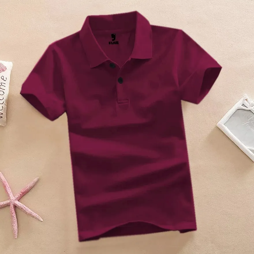 Boys Plain Polo Maroon T-shirt