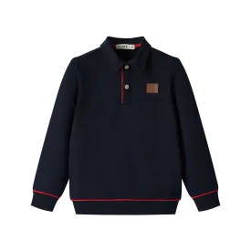 boys polo with trim - navy