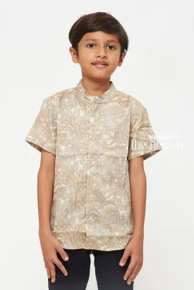 Boys Rayon Shirt with Leaf Pattern - Casual and Comfortable