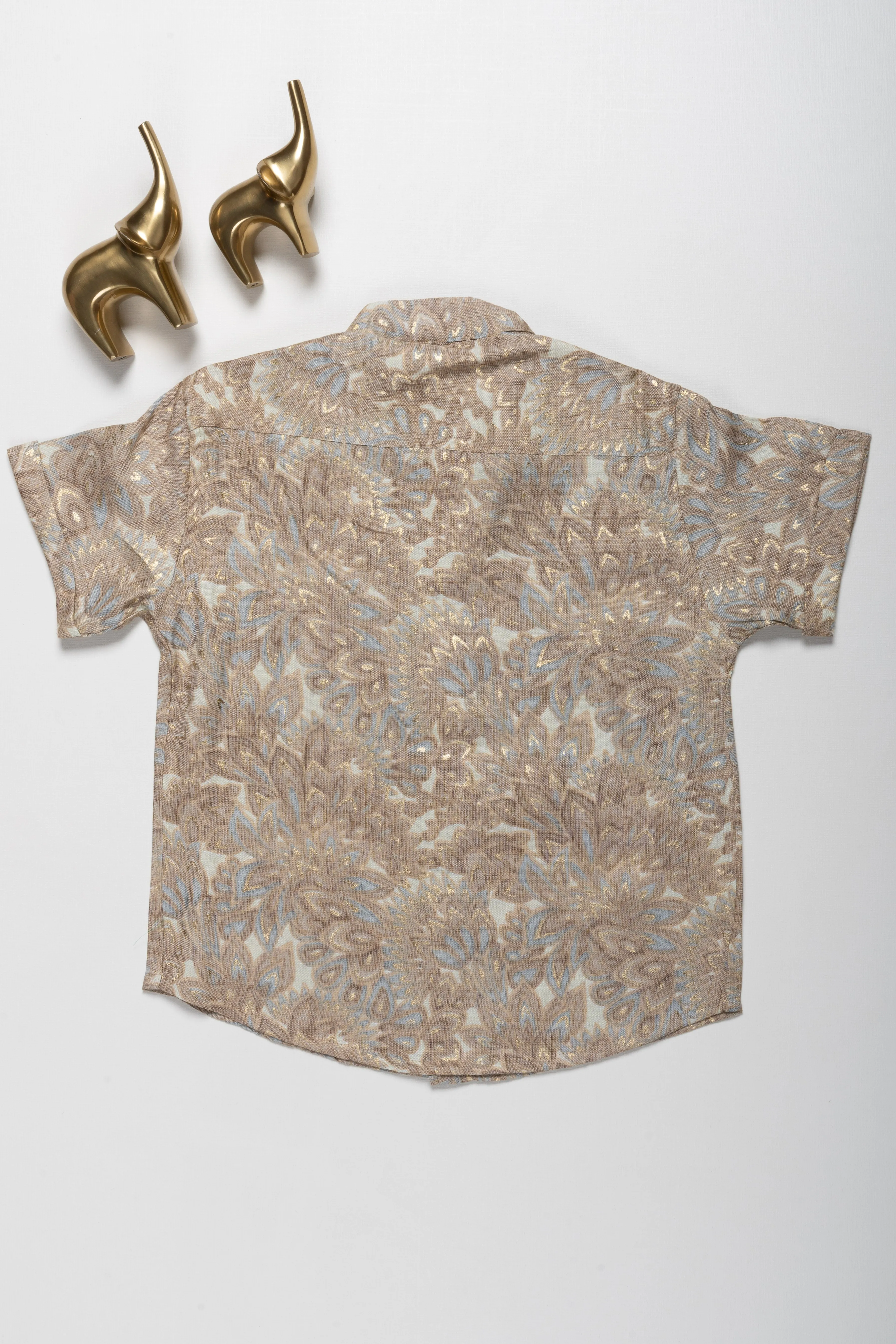 Boys Rayon Shirt with Leaf Pattern - Casual and Comfortable