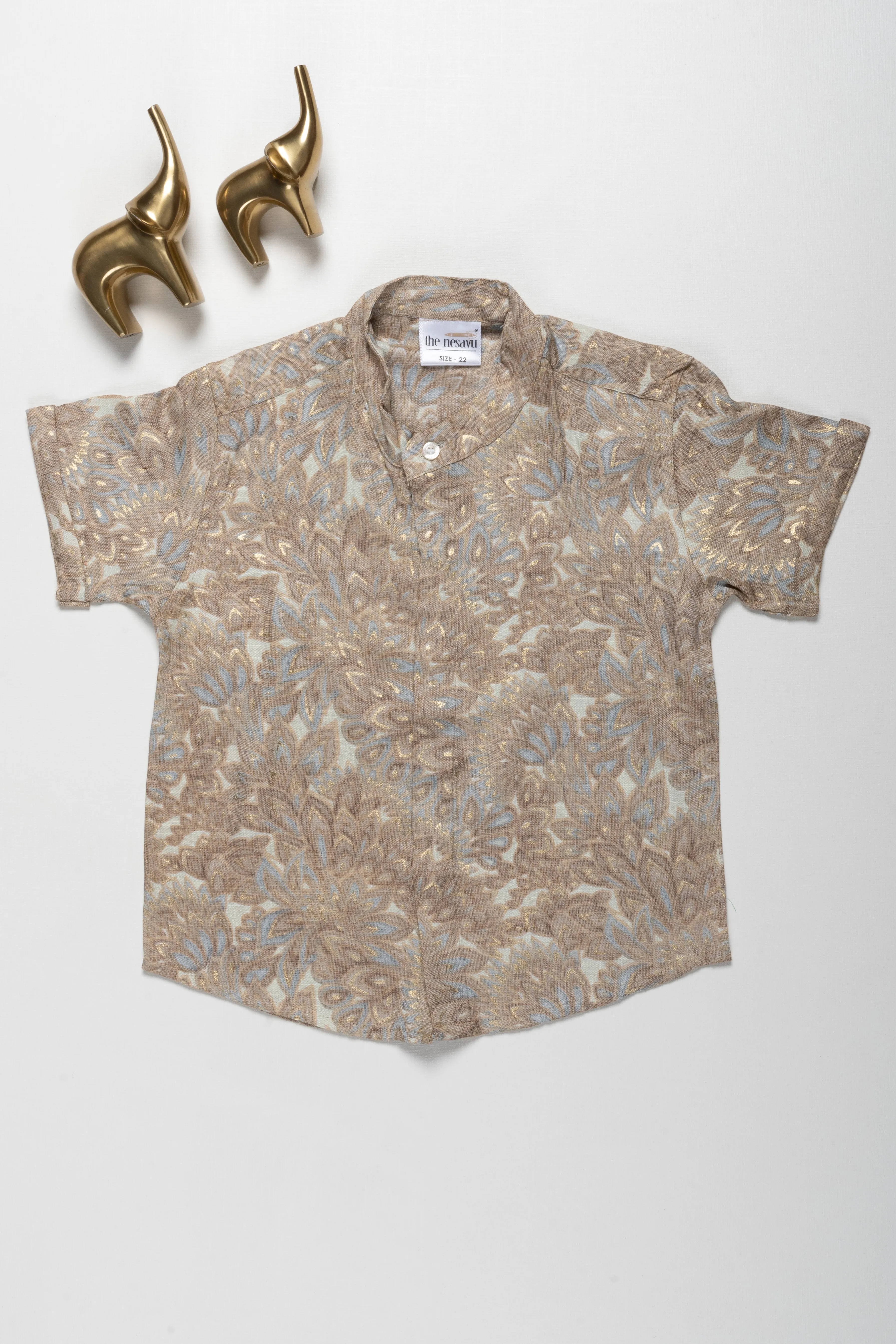 Boys Rayon Shirt with Leaf Pattern - Casual and Comfortable