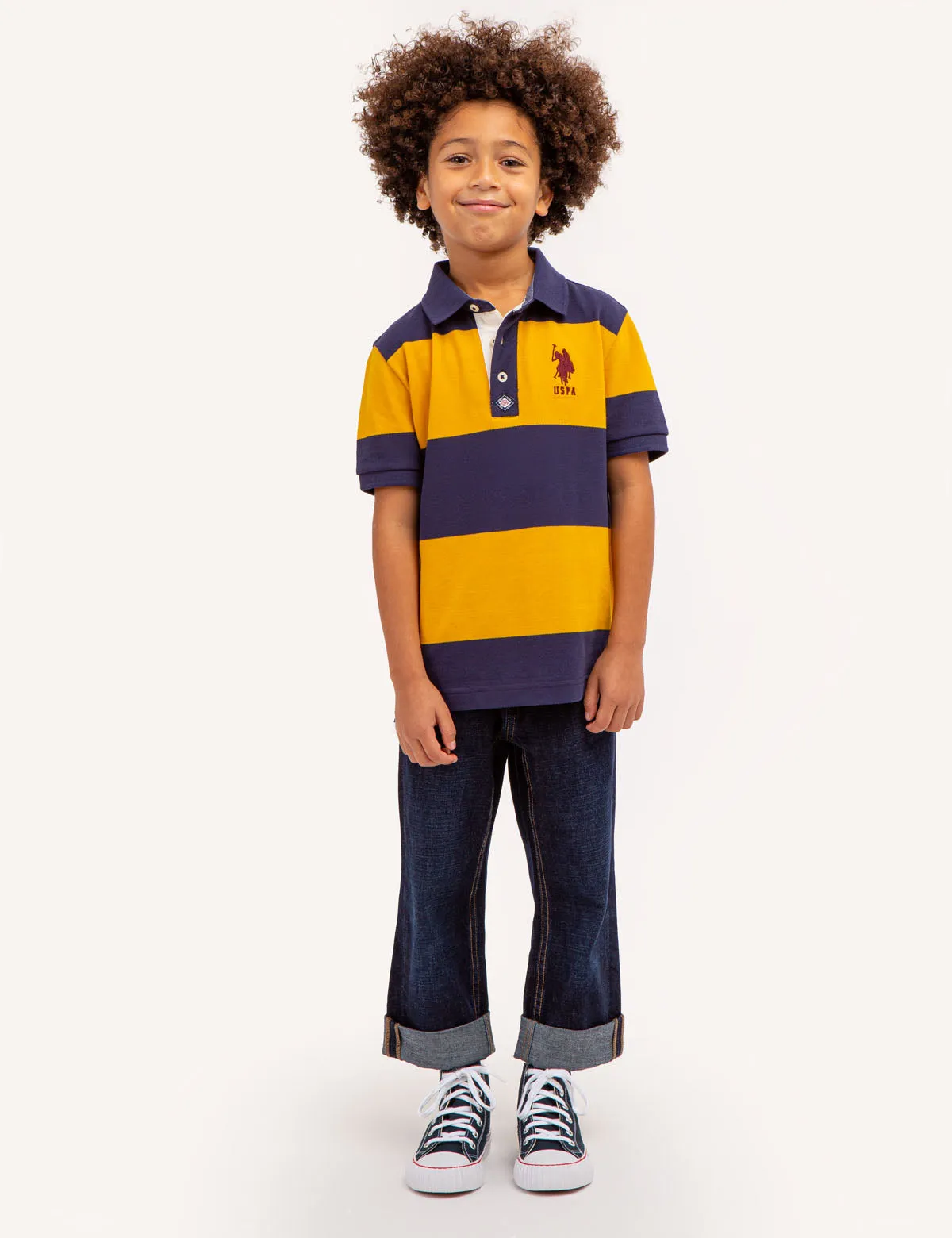 BOYS RUGBY STRIPE POLO SHIRT