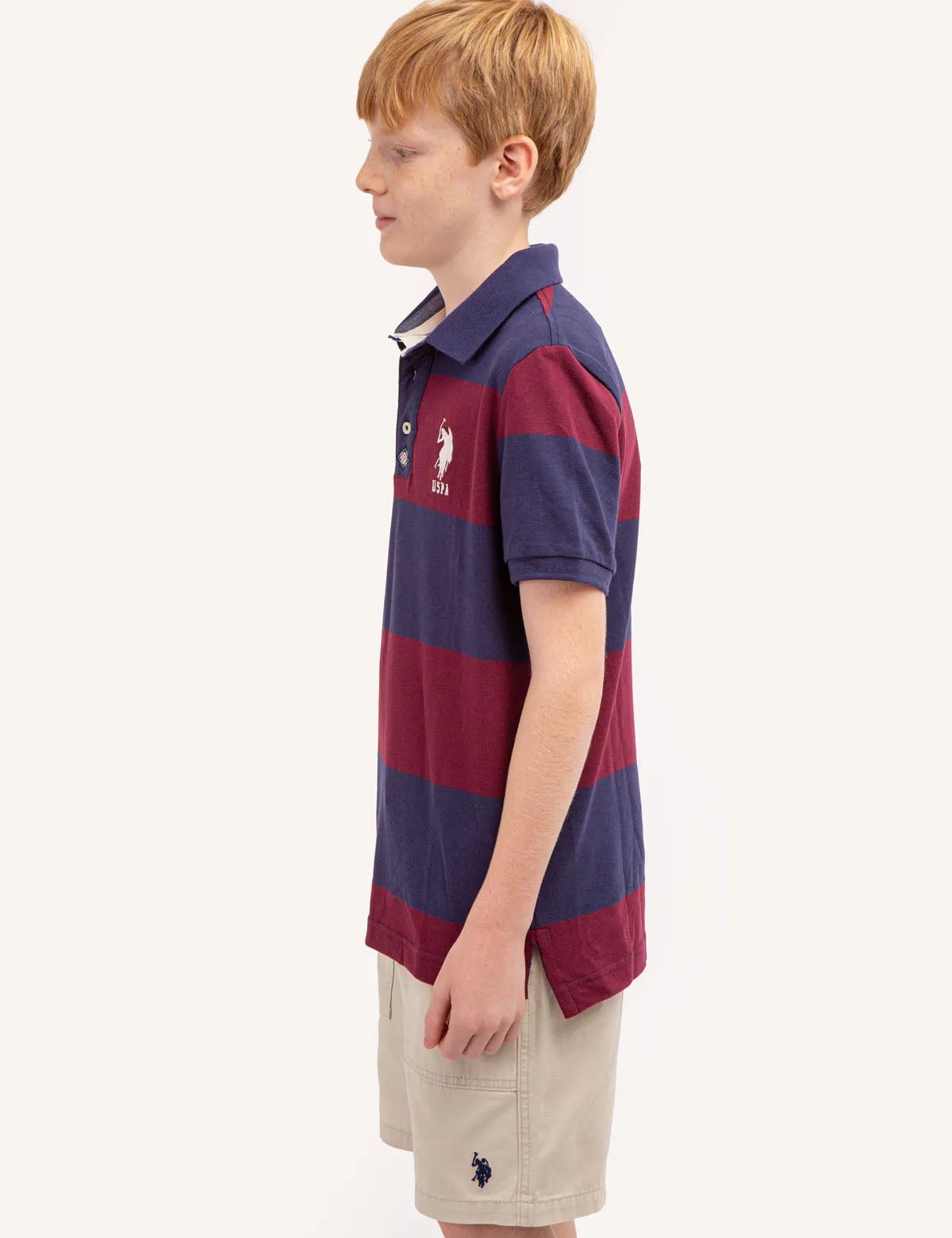 BOYS RUGBY STRIPE POLO SHIRT