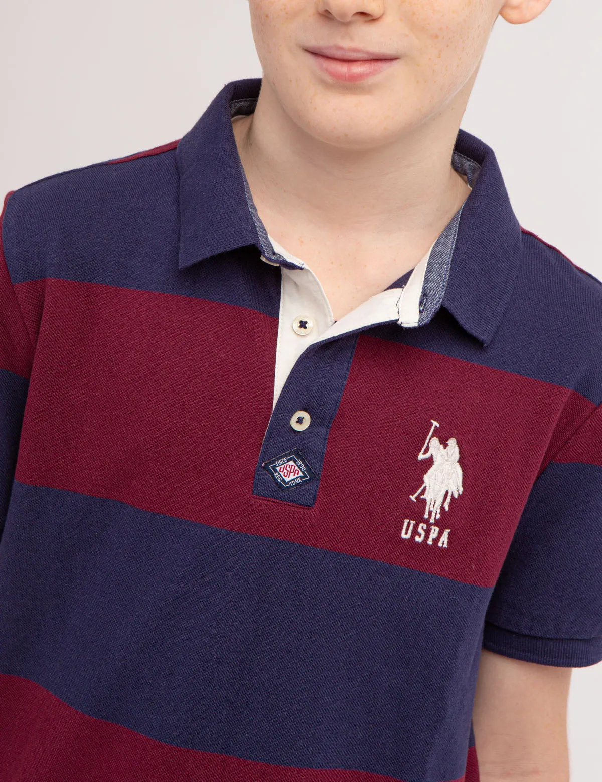 BOYS RUGBY STRIPE POLO SHIRT