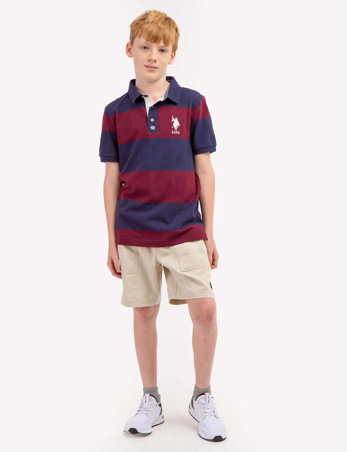 BOYS RUGBY STRIPE POLO SHIRT