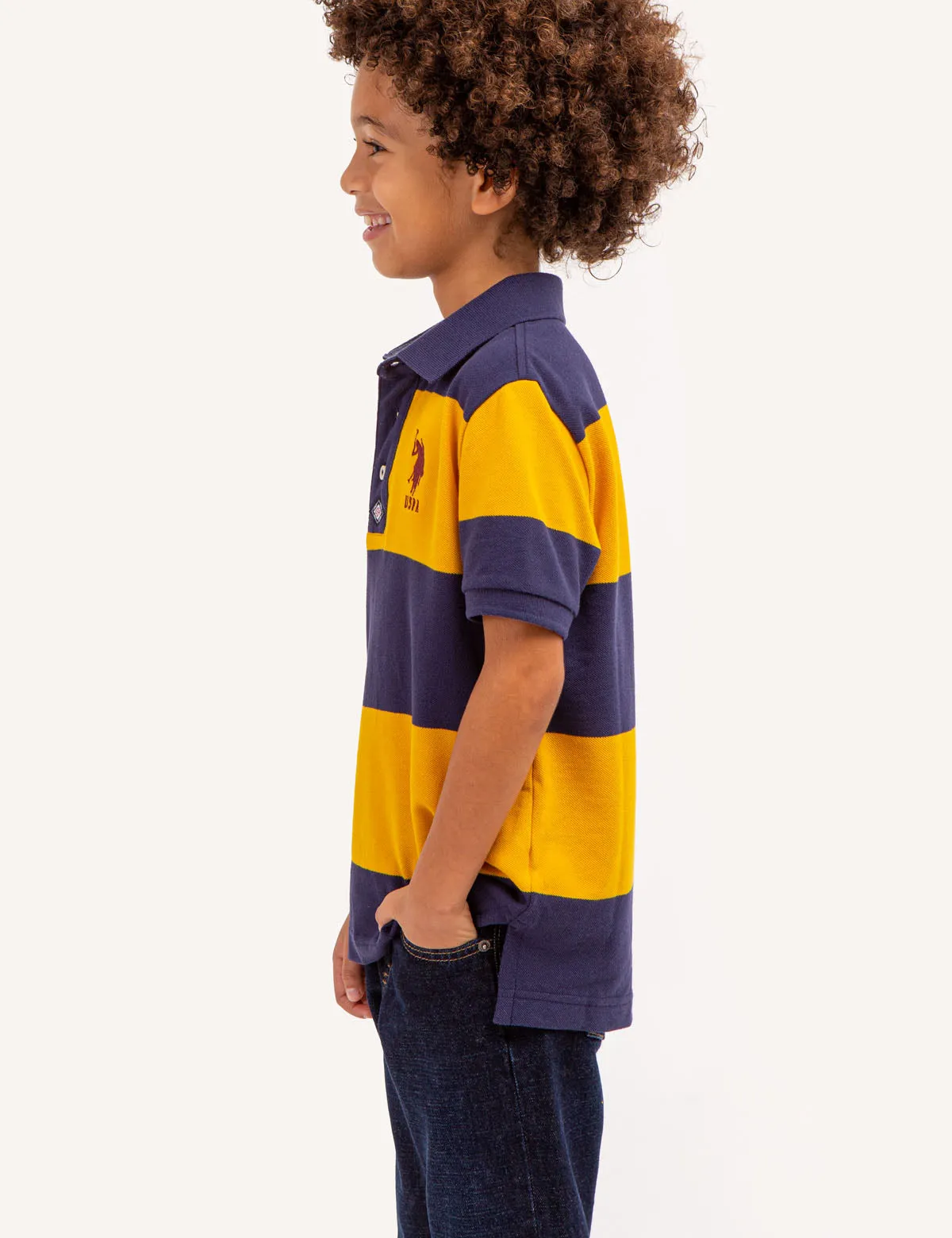 BOYS RUGBY STRIPE POLO SHIRT