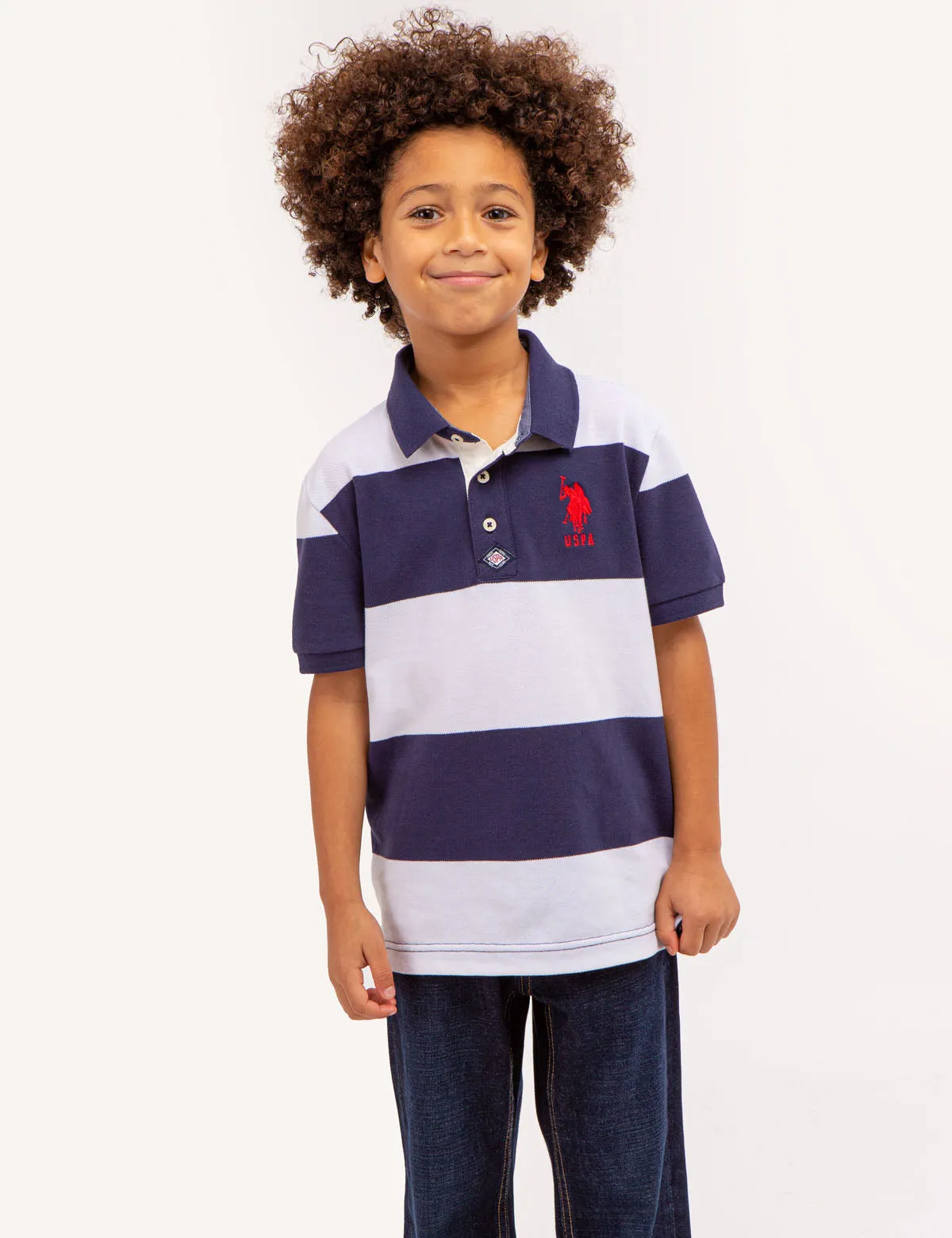 BOYS RUGBY STRIPE POLO SHIRT