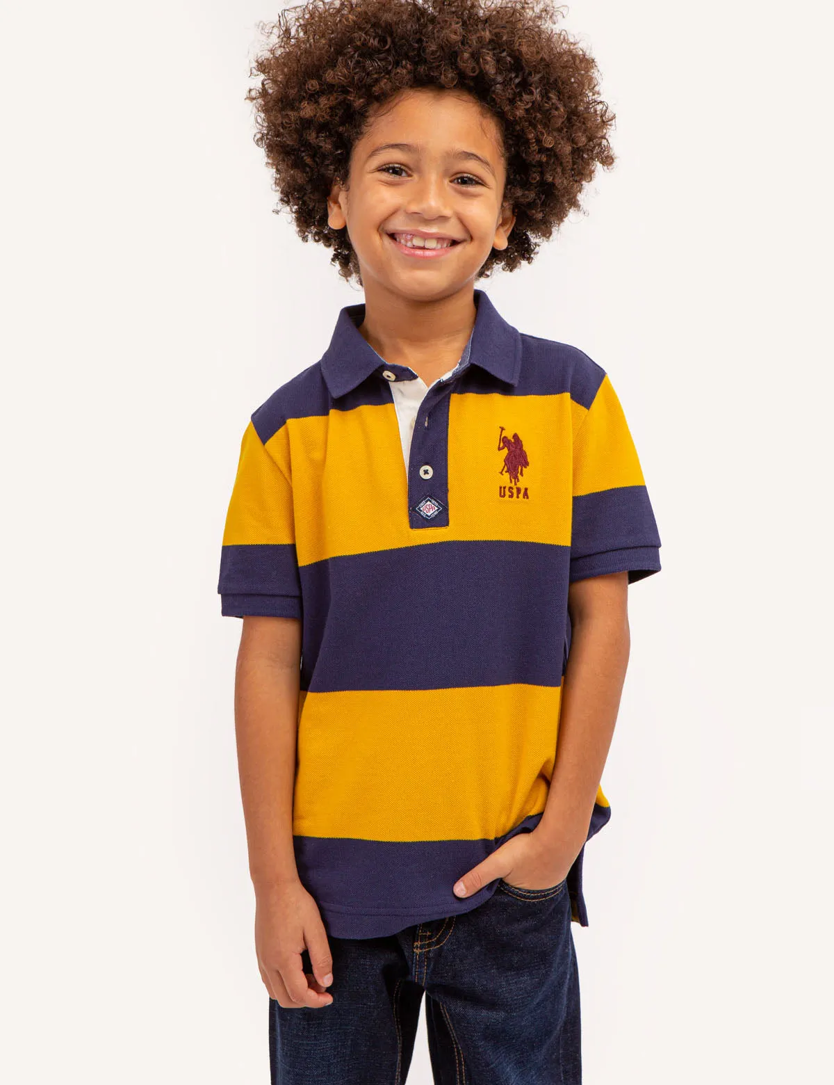 BOYS RUGBY STRIPE POLO SHIRT