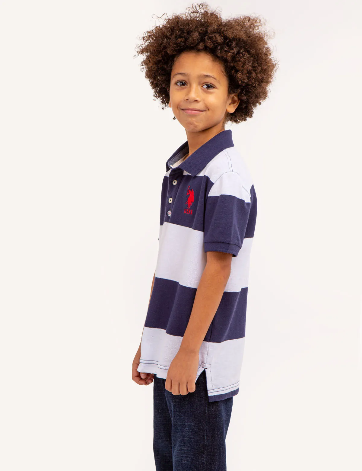 BOYS RUGBY STRIPE POLO SHIRT