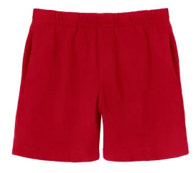 Boys Soft Cotton UPF 50  Above-Knee Side Pocket Shorts | Red