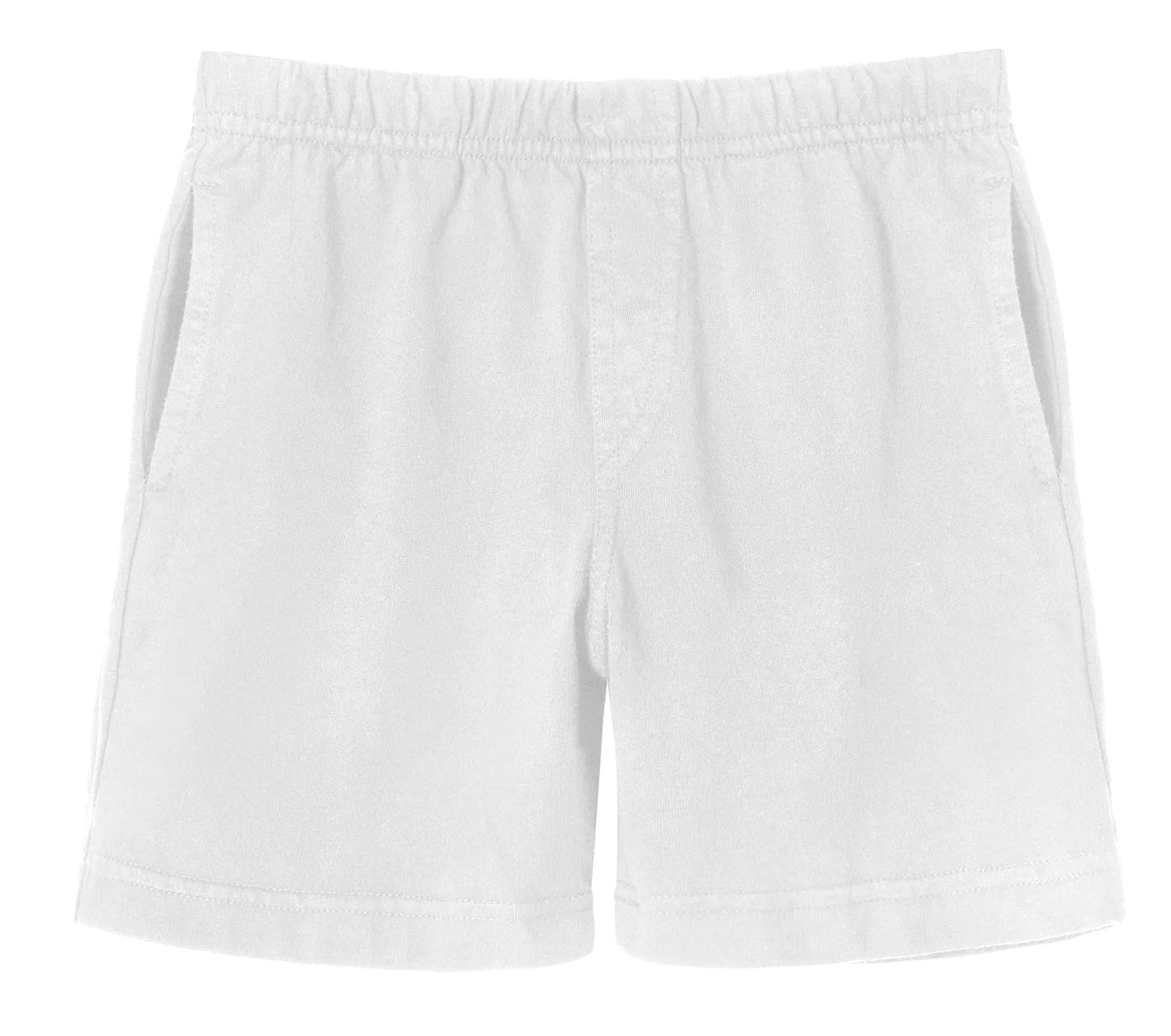 Boys Soft Cotton UPF 50  Above-Knee Side Pocket Shorts | White