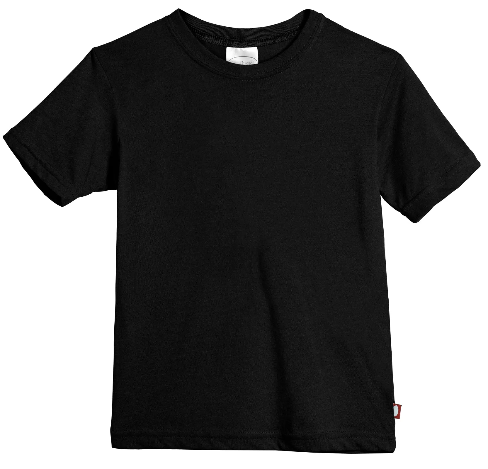 Boys Soft Organic Cotton Jersey Short Sleeve Crew Tee | Black