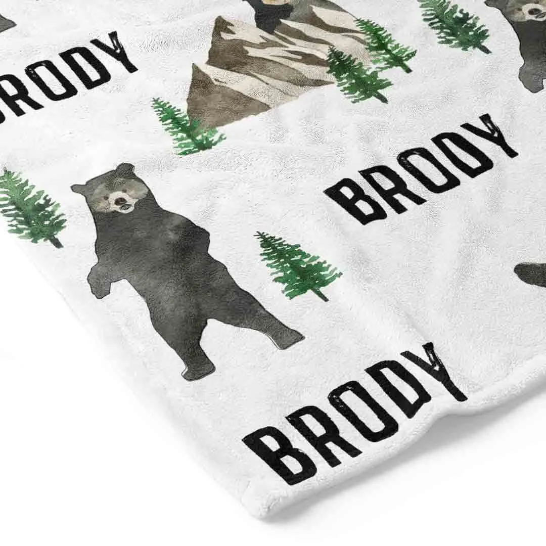 Brody's Bear & Mountain Personalized Toddler Blanket