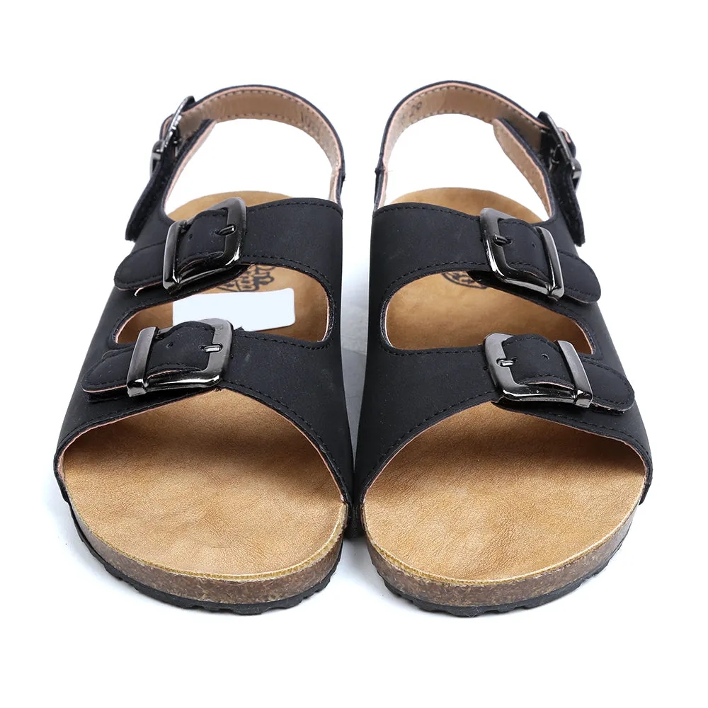 Buckle Strap Sandals For Boys - Black