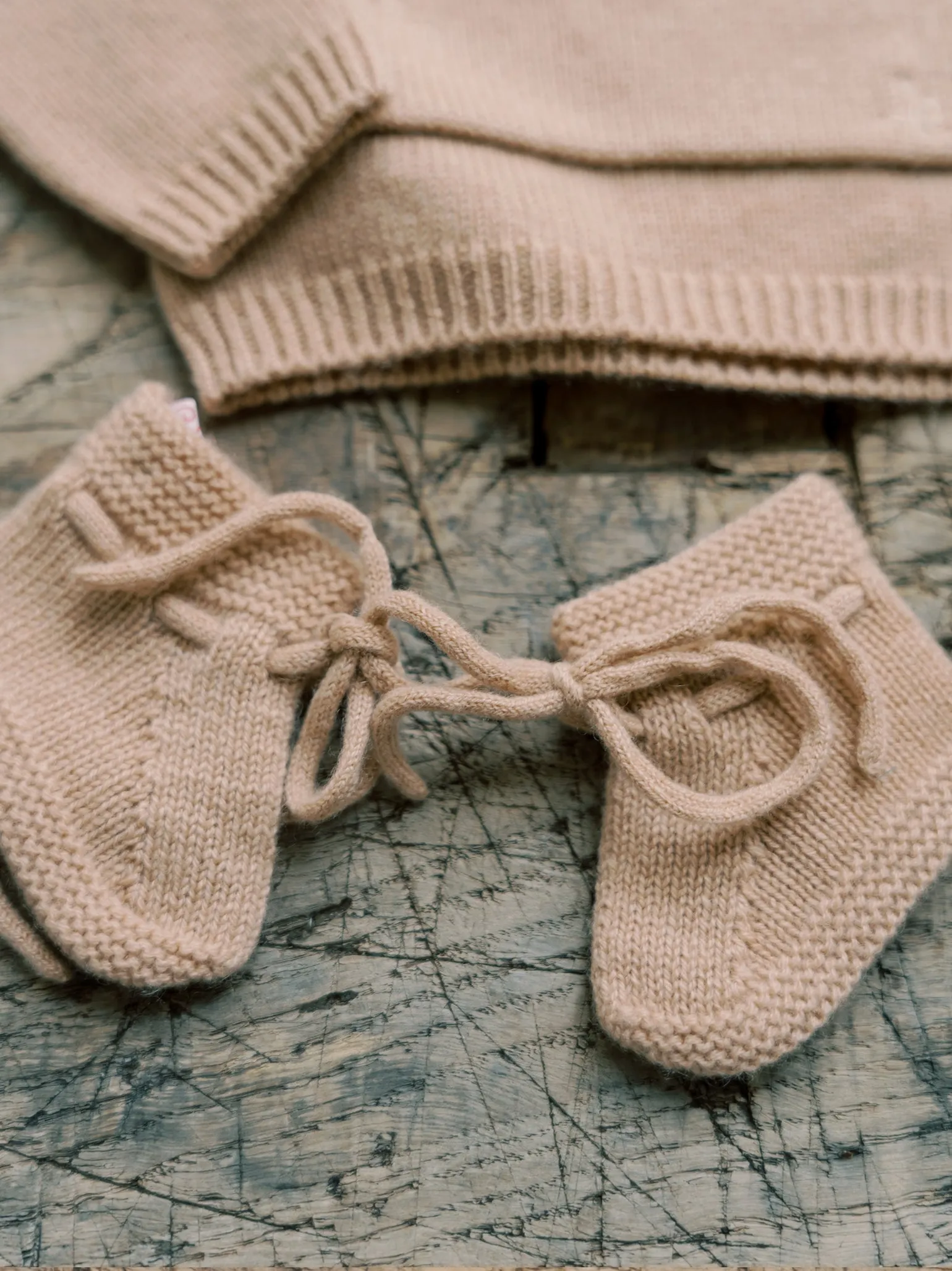 Camel Melange Evita Cashmere Baby Booties