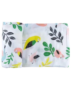 Captain Silly Pants - Single Swaddle Blanket - Tropical Bird