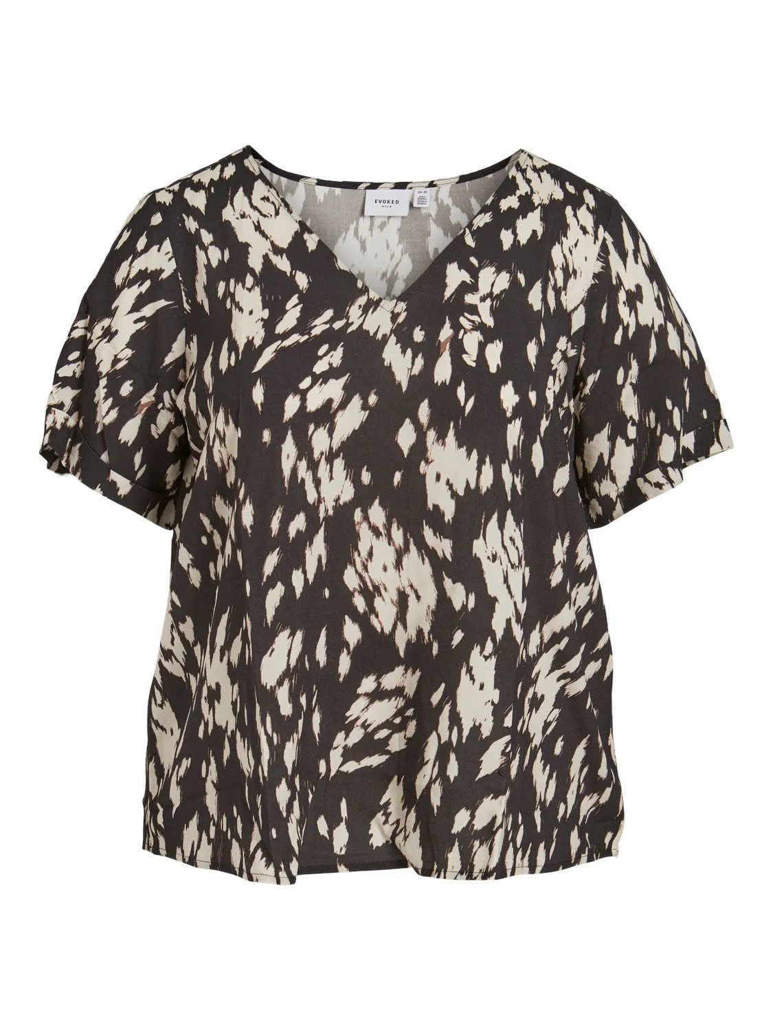 Celina V-Neck Top (Black/ White Animal)