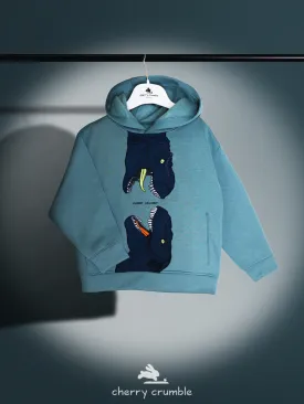 Cherry Crumble Boys Teal Solid Hoodie