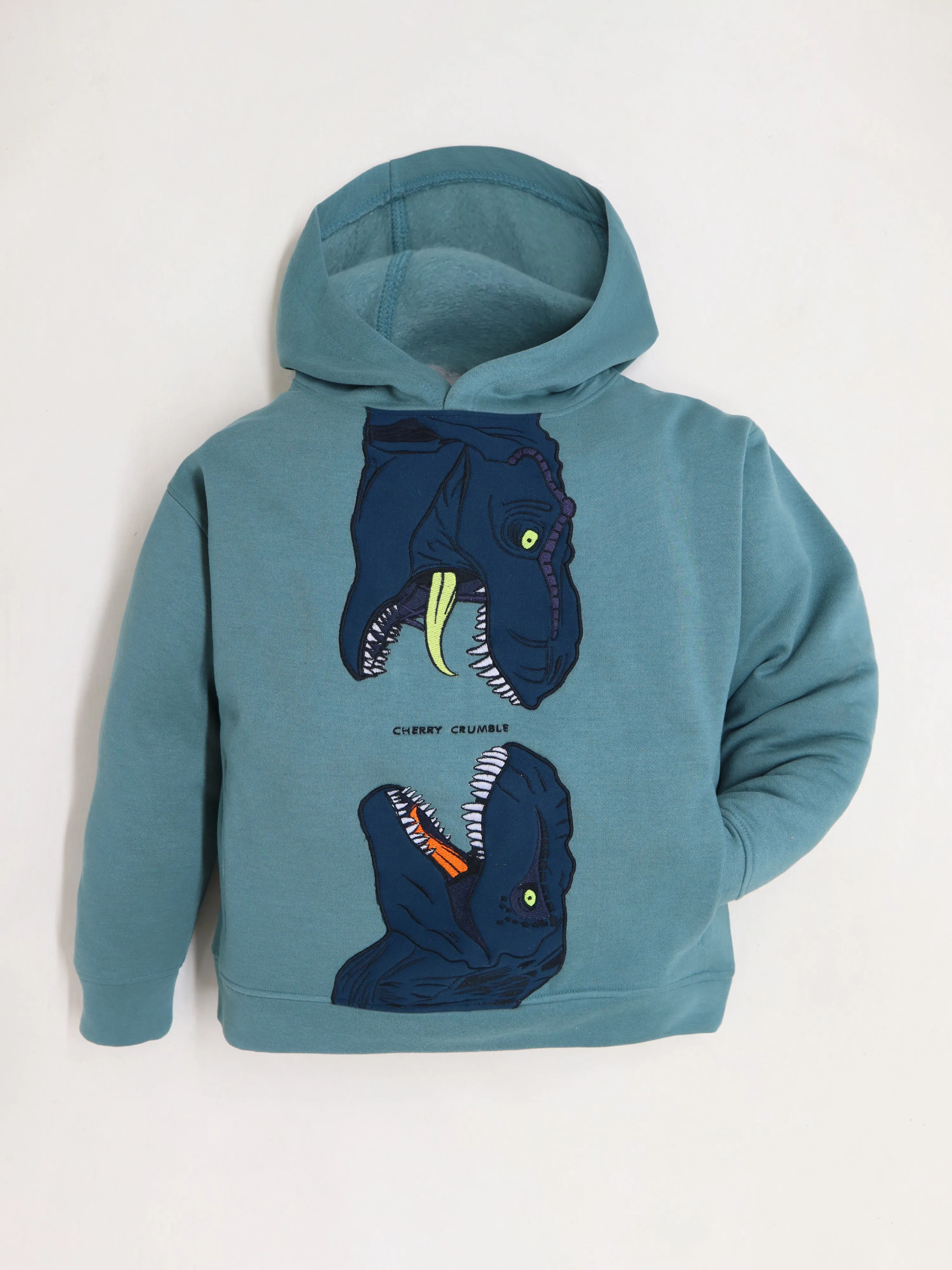 Cherry Crumble Boys Teal Solid Hoodie