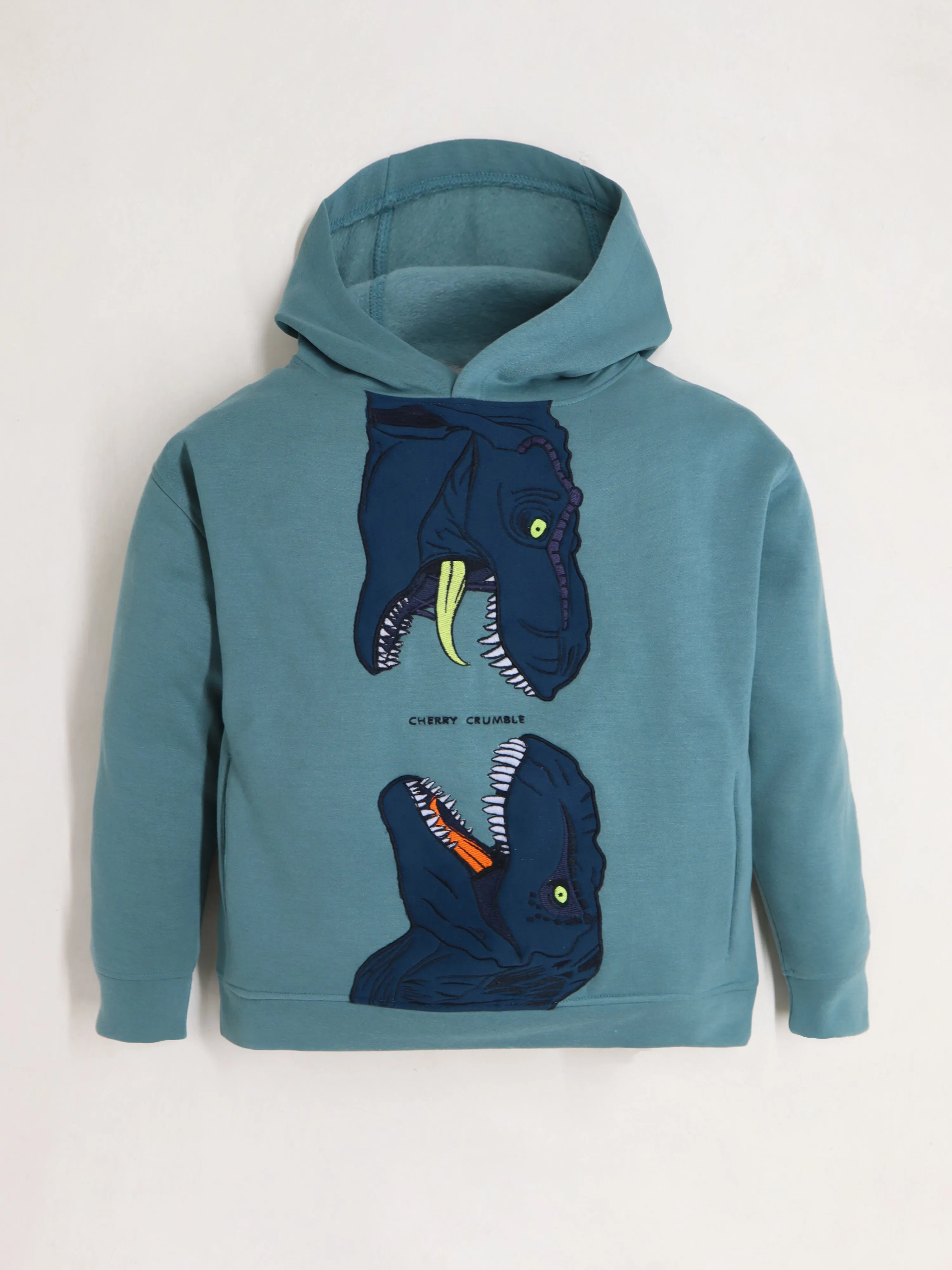 Cherry Crumble Boys Teal Solid Hoodie