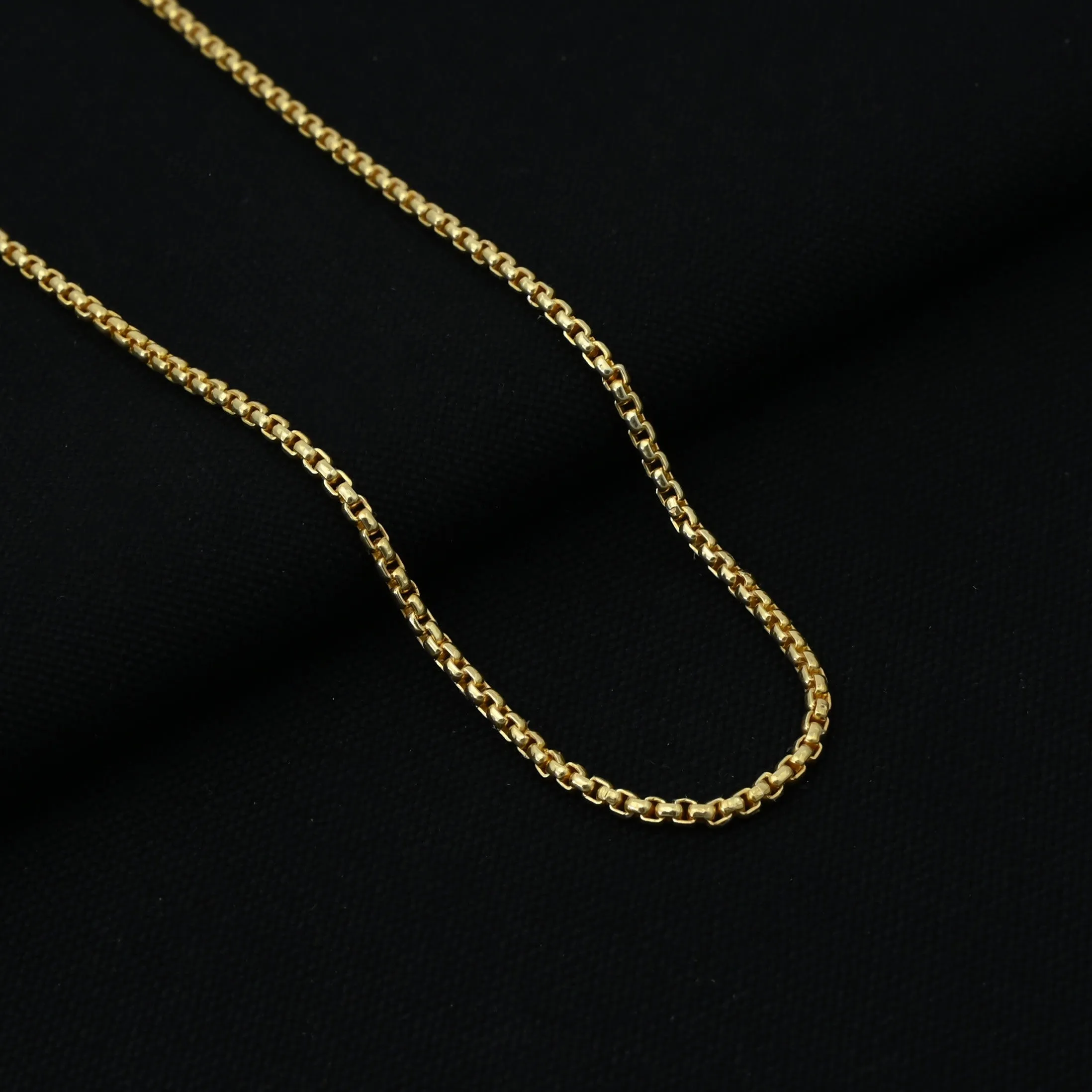 Classic Box Design Gold Plated Silver Chain for Boys