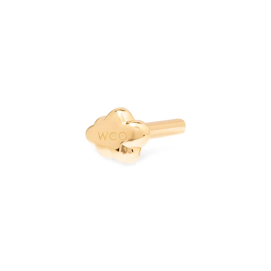 Cloud 14K Solid Gold Flat Back Earring Post