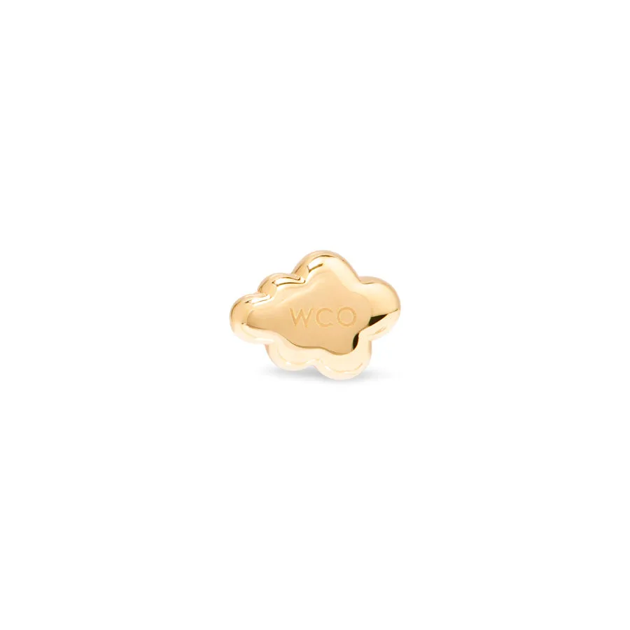 Cloud 14K Solid Gold Flat Back Earring Post