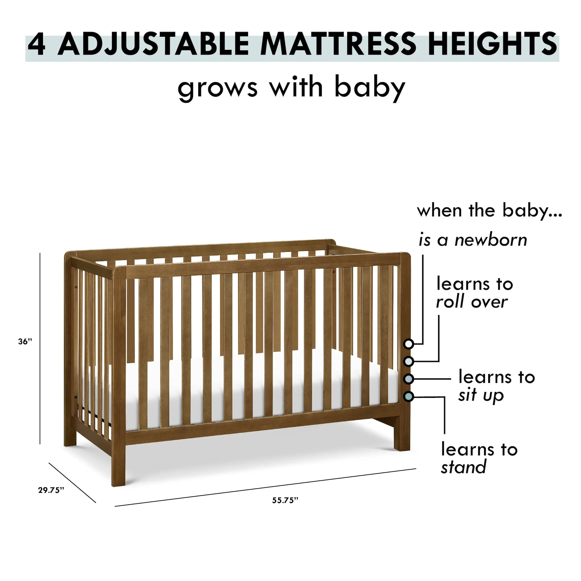 Colby 4-in-1 Low-Profile Convertible Crib