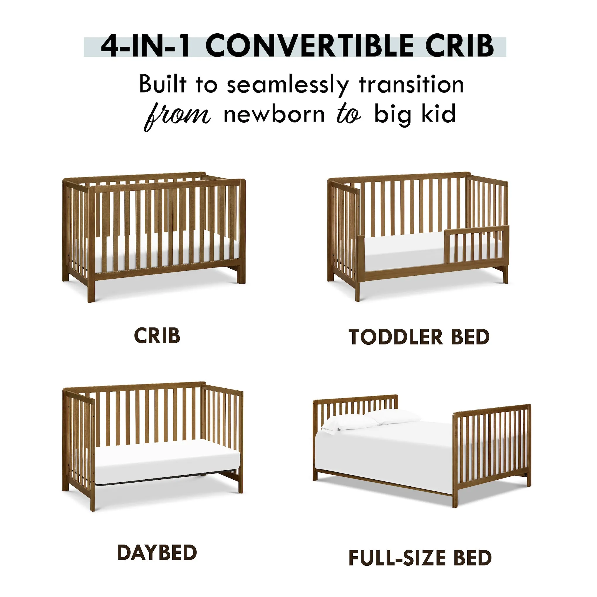 Colby 4-in-1 Low-Profile Convertible Crib