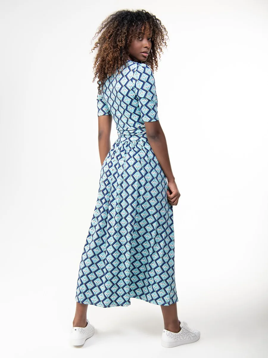 Coleen Printed Jersey Maxi Dress (Green Geo)