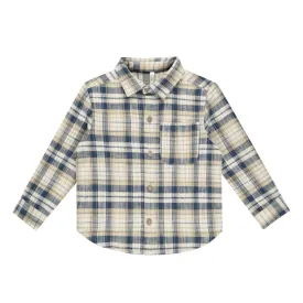 Collared Long Sleeve Shirt | Indigo Plaid